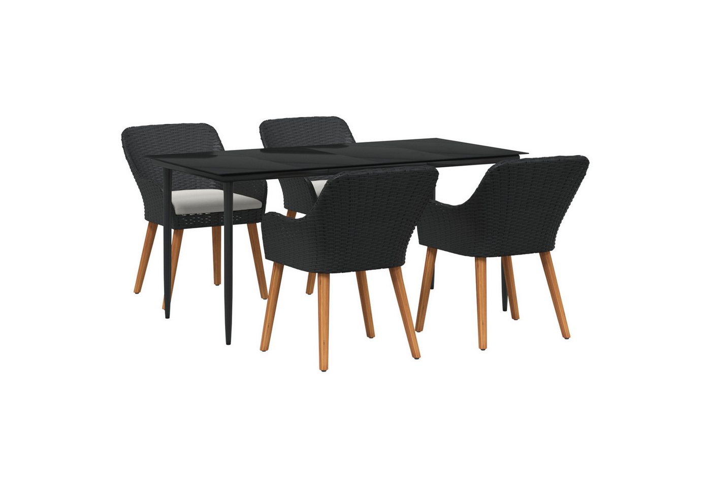 vidaXL Gartentisch 5-Teiliges Garten-Dining-Set Schwarz Poly-Rattan (5-St) von vidaXL