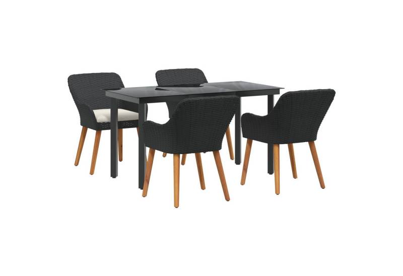 vidaXL Gartentisch 5-teiliges Garten Essgruppe Schwarzer Poly-Rattan (5-St) von vidaXL