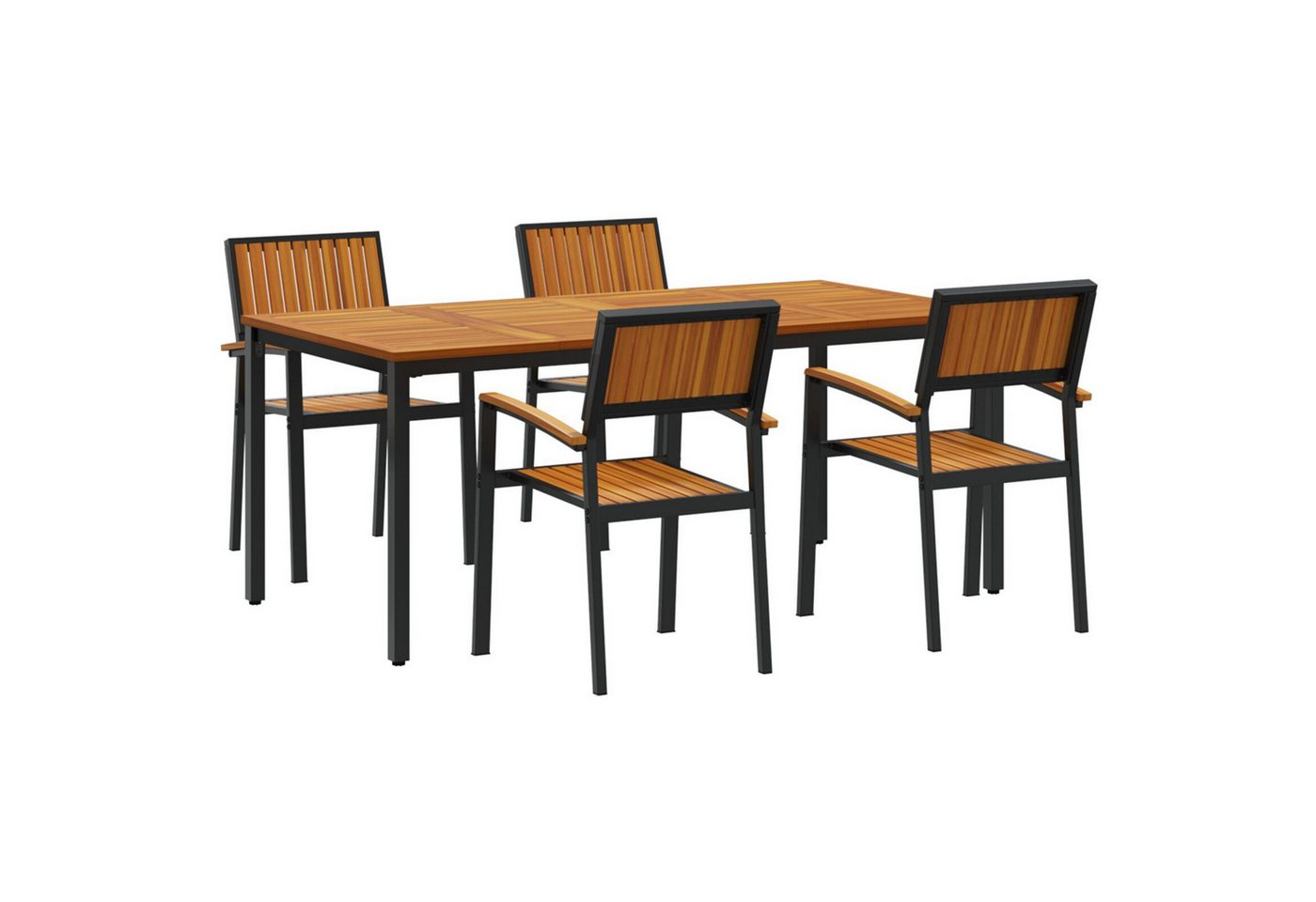 vidaXL Gartentisch 5-teiliges Garten-Esszimmer-Set aus massivem nholz und Metall (5-St) von vidaXL