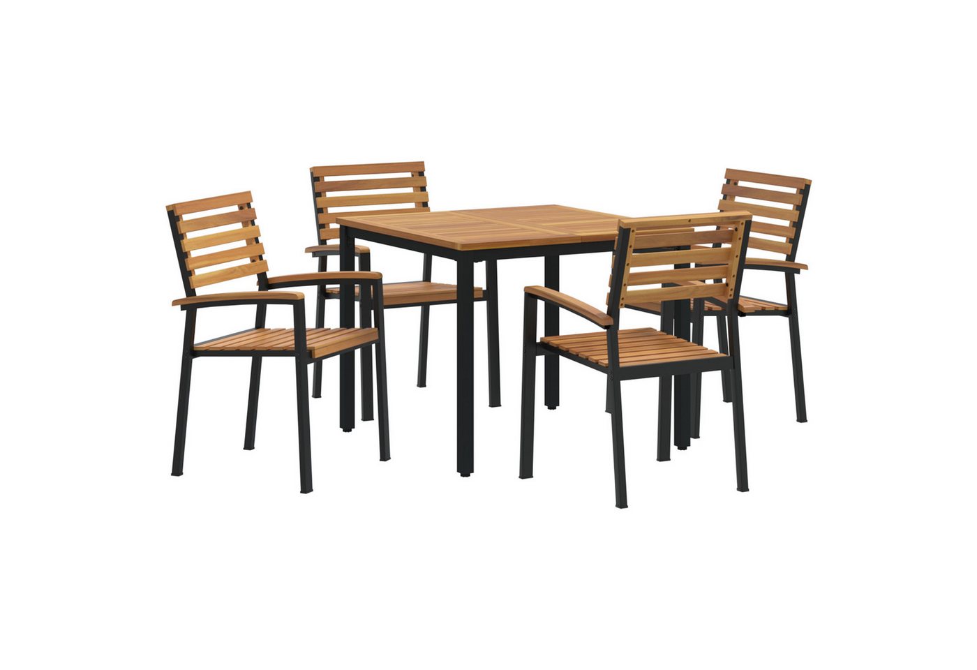 vidaXL Gartentisch 5-teiliges Garten Essset aus massivem nholz und Metall (5-St) von vidaXL