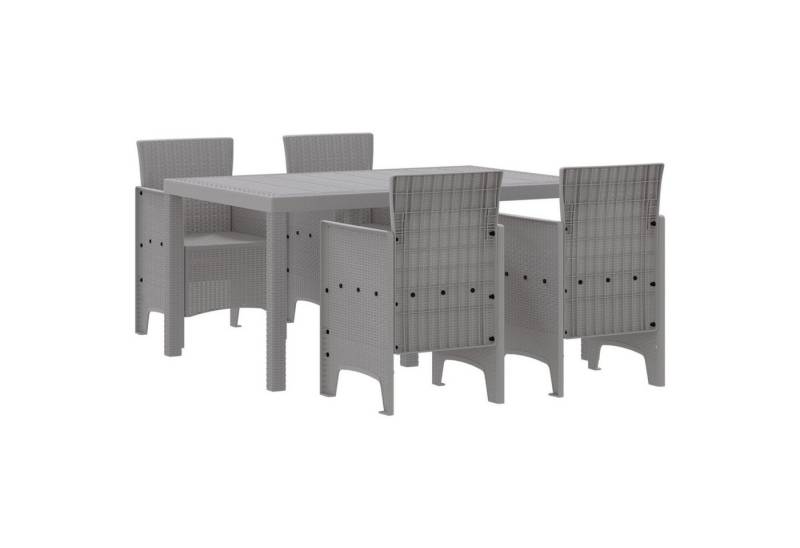 vidaXL Gartentisch 5-teiliges Garten Esstischset Hellgrau Poly Rattan (5-St) von vidaXL