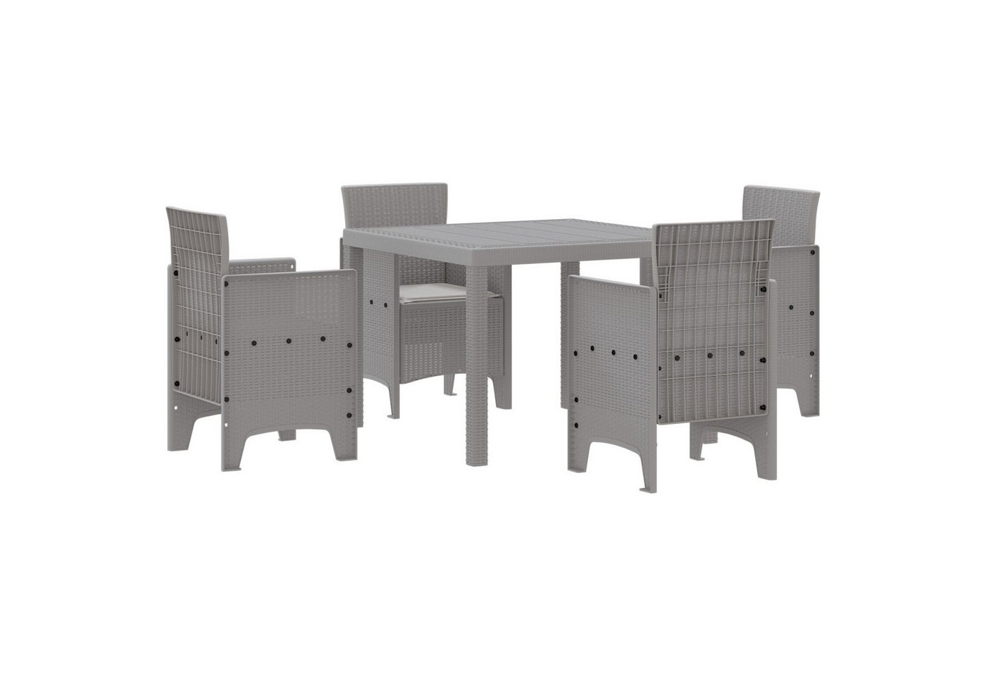 vidaXL Gartentisch 5-tlg. Garten-Essgruppe mit Kissen Hellgrau Poly Rattan (5-St) von vidaXL