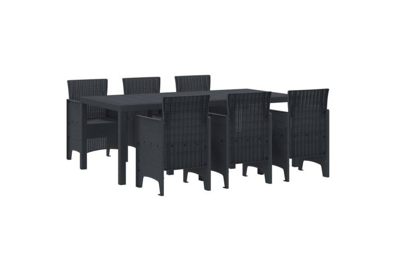 vidaXL Gartentisch 7-teiliges Garten Essgruppen Set Anthrazit Poly Rattan (7-St) von vidaXL