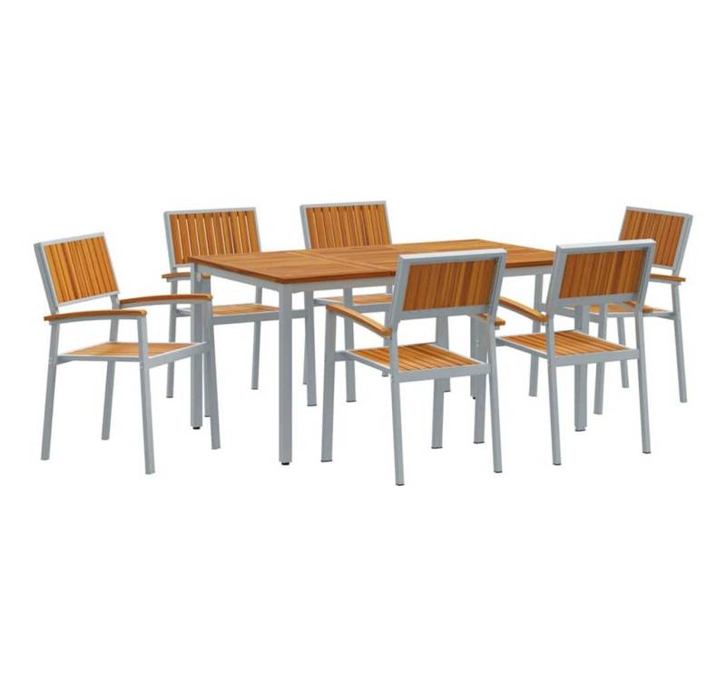 vidaXL Gartentisch Garten Essgruppe 7 pcs Grau und Braun (7-St) von vidaXL