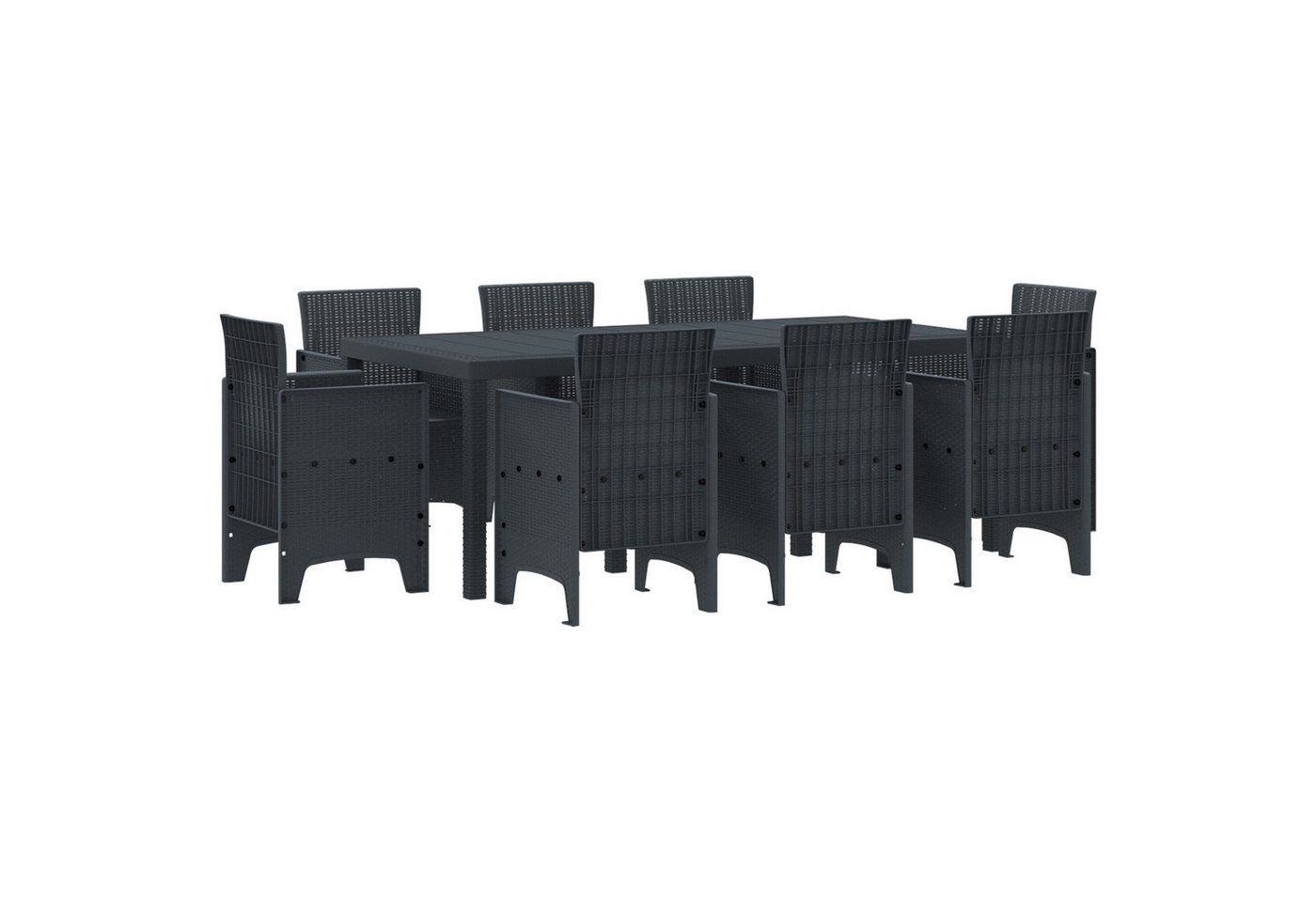 vidaXL Gartentisch 9-teiliges Garten Essset Anthrazit Poly Rattan (9-St) von vidaXL