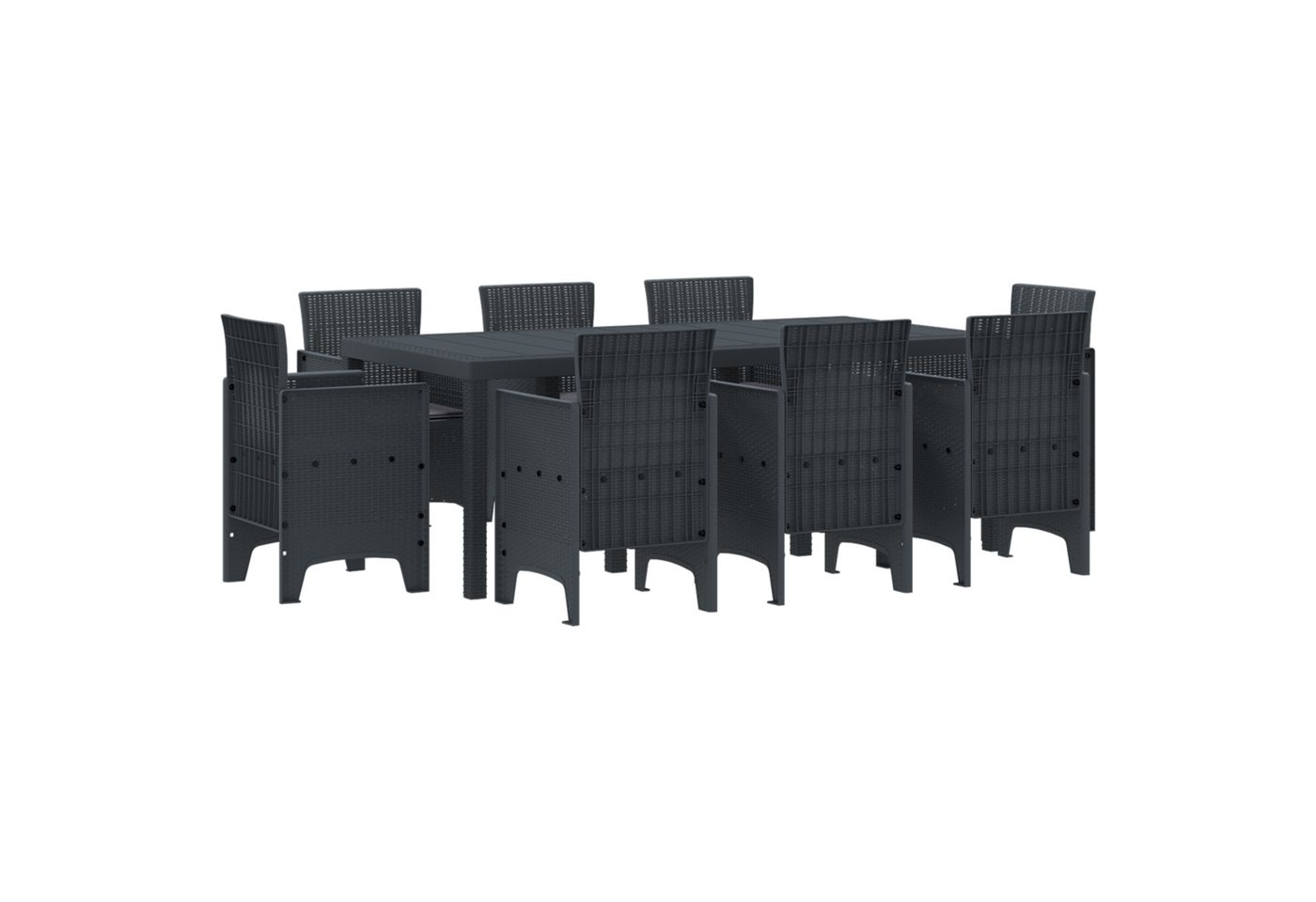 vidaXL Gartentisch 9-tlg. Garten-Essgruppe mit Kissen Anthrazit Poly Rattan (9-St) von vidaXL