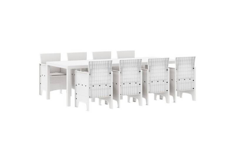 vidaXL Gartentisch 9-tlg. Garten-Essgruppe mit Kissen Hellgrau Poly Rattan (9-St) von vidaXL