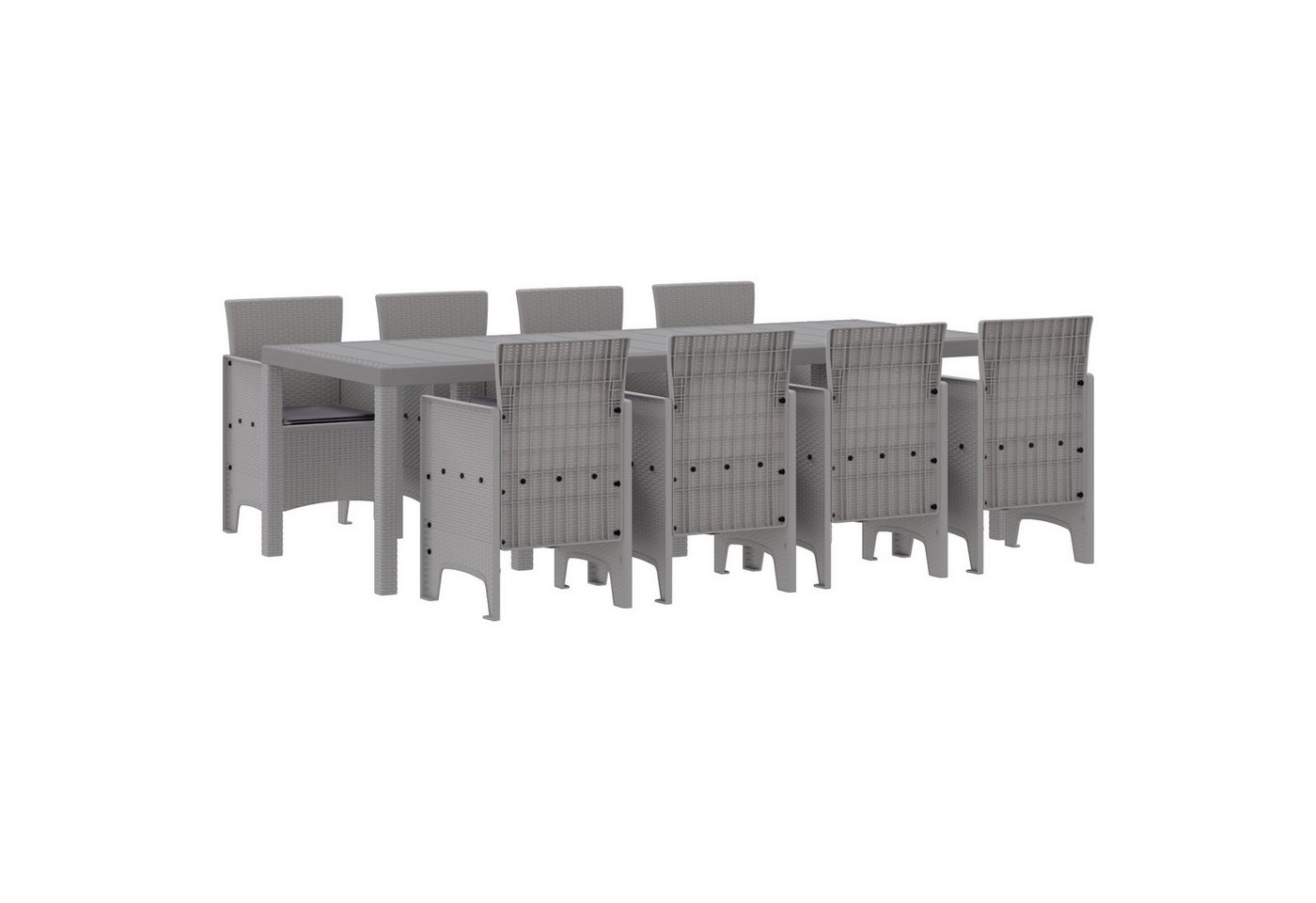 vidaXL Gartentisch 9-tlg. Garten-Essgruppe mit Kissen Weiß Poly Rattan (9-St) von vidaXL