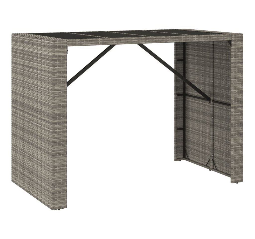 vidaXL Gartentisch Bartisch mit Glasplatte Grau 145x80x110 cm Polyrattan von vidaXL