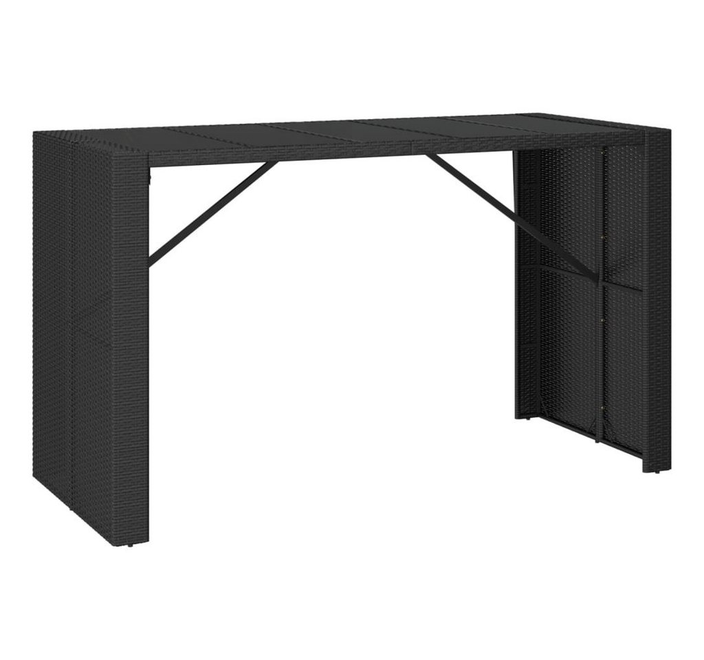 vidaXL Gartentisch Bartisch mit Glasplatte Schwarz 185x80x110 cm Polyrattan von vidaXL