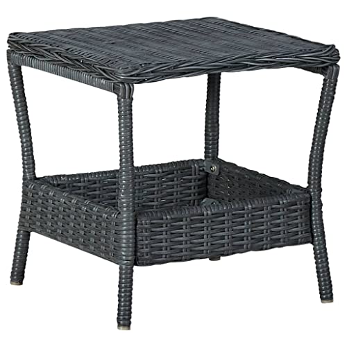 vidaXL Gartentisch Beistelltisch Couchtisch Balkontisch Terrassentisch Gartenmöbel Tisch Rattantisch Dunkelgrau 45x45x46,5cm Poly Rattan von vidaXL