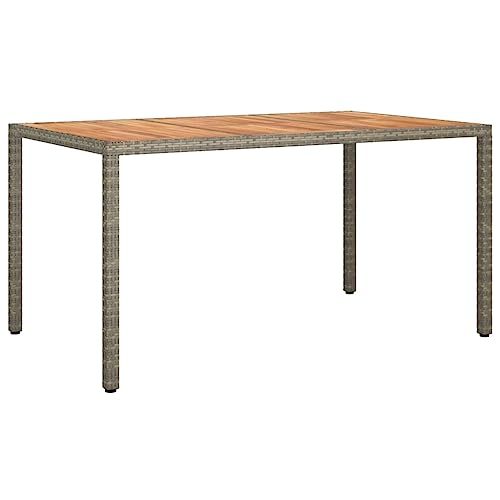 vidaXL Gartentisch Beistelltisch Gartenmöbel Bistrotisch Garten Esstisch Tisch Balkontisch Terrassenmöbel 150x90x75cm Poly Rattan Akazienholz Grau von vidaXL