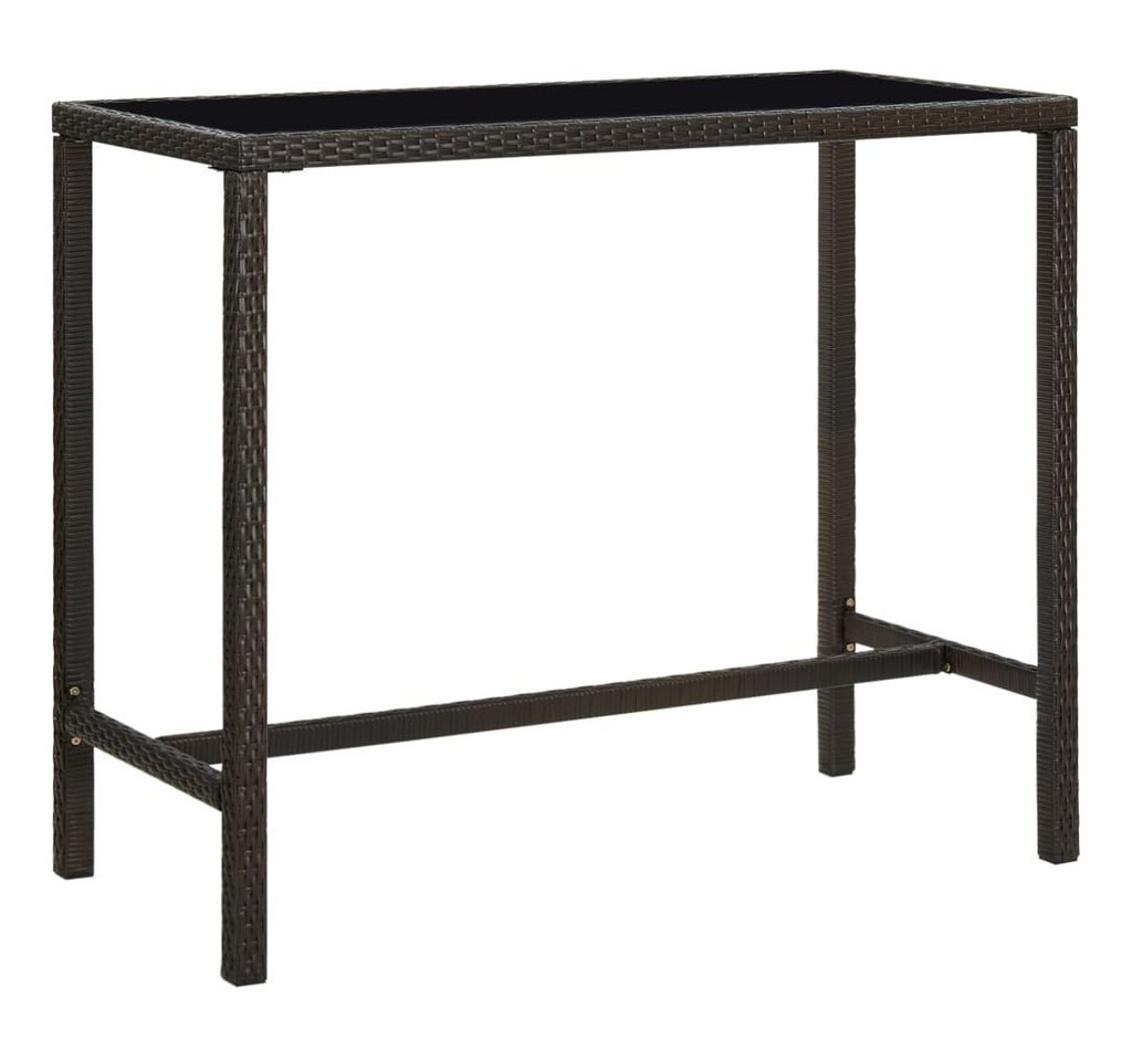 vidaXL Gartentisch Garten-Bartisch Braun 130x60x110 cm Polyrattan und Glas von vidaXL
