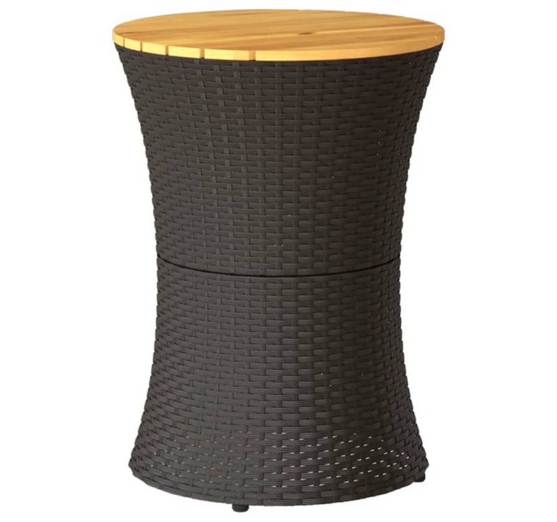 vidaXL Gartentisch Garten-Beistelltisch Trommelform Schwarz Poly Rattan Massivholz (1-St) von vidaXL