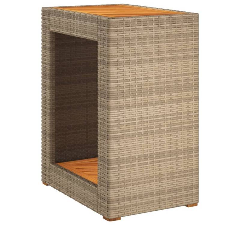 vidaXL Gartentisch Garten-Beistelltisch mit Holzplatte Beige Poly Rattan (1-St) von vidaXL