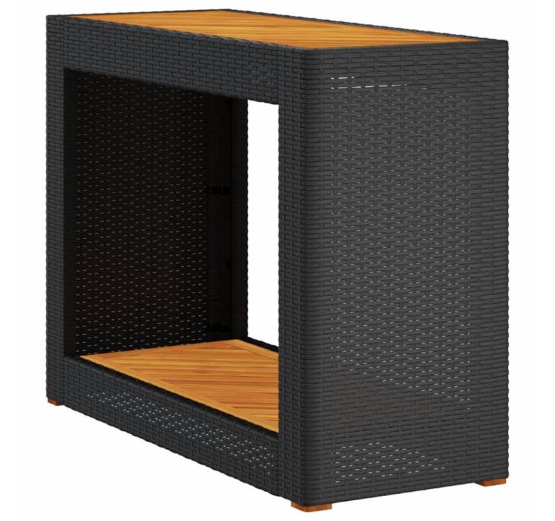 vidaXL Gartentisch Garten-Beistelltisch mit Holzplatte Schwarz Poly Rattan (1-St) von vidaXL