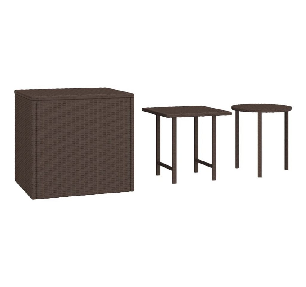 vidaXL Gartentisch Garten-Beistelltische 3 Stk. Braun Poly Rattan (1-St) von vidaXL