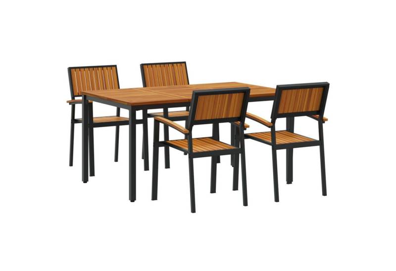 vidaXL Gartentisch 5-teiliges Garten-Esszimmer-Set aus massivem nholz und Metall (5-St) von vidaXL