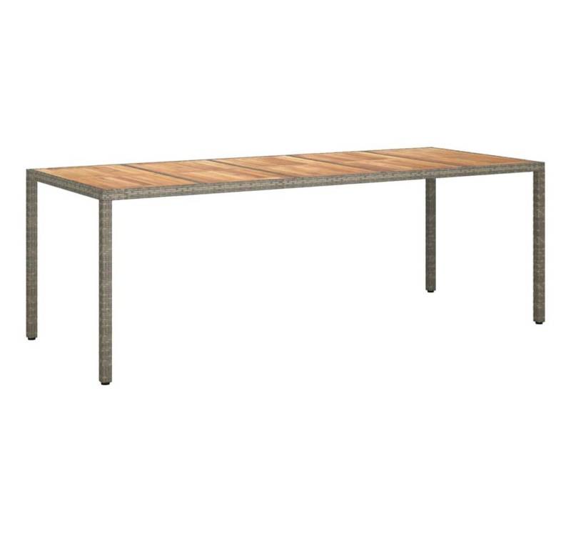 vidaXL Gartentisch Garten-Eßtisch Grau 250 x 100 x 75 cm Poly Rattan (1-St) von vidaXL