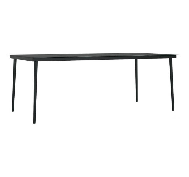 vidaXL Gartentisch Garten-Esstisch Schwarz 200x100x74 cm Stahl und Glas von vidaXL