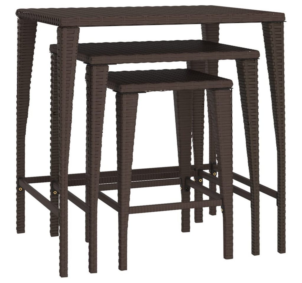 vidaXL Gartentisch Garten-Satztische 3 Stk. Braun Poly Rattan (1-St) von vidaXL