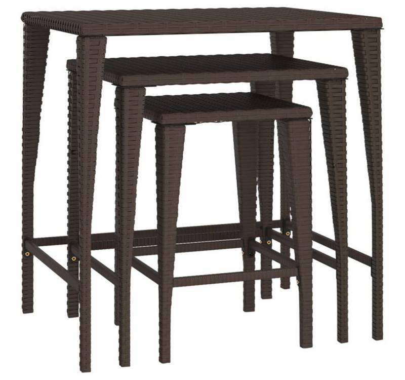 vidaXL Gartentisch Garten-Satztische 3 Stk. Braun Poly Rattan (1-St) von vidaXL