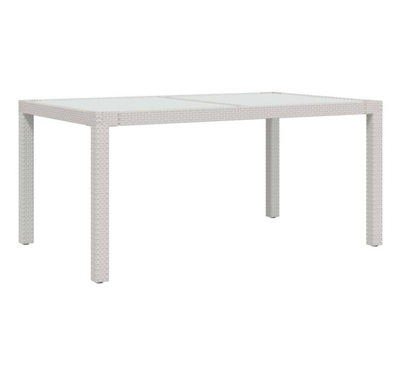 vidaXL Gartentisch Gartentisch 150x90x75 cm Gehärtetes Glas Polyrattan Weiß von vidaXL