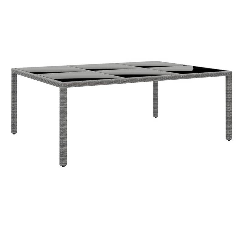 vidaXL Gartentisch Gartentisch 200x150x75 cm Hartglas und Poly Rattan Grau (1-St) von vidaXL