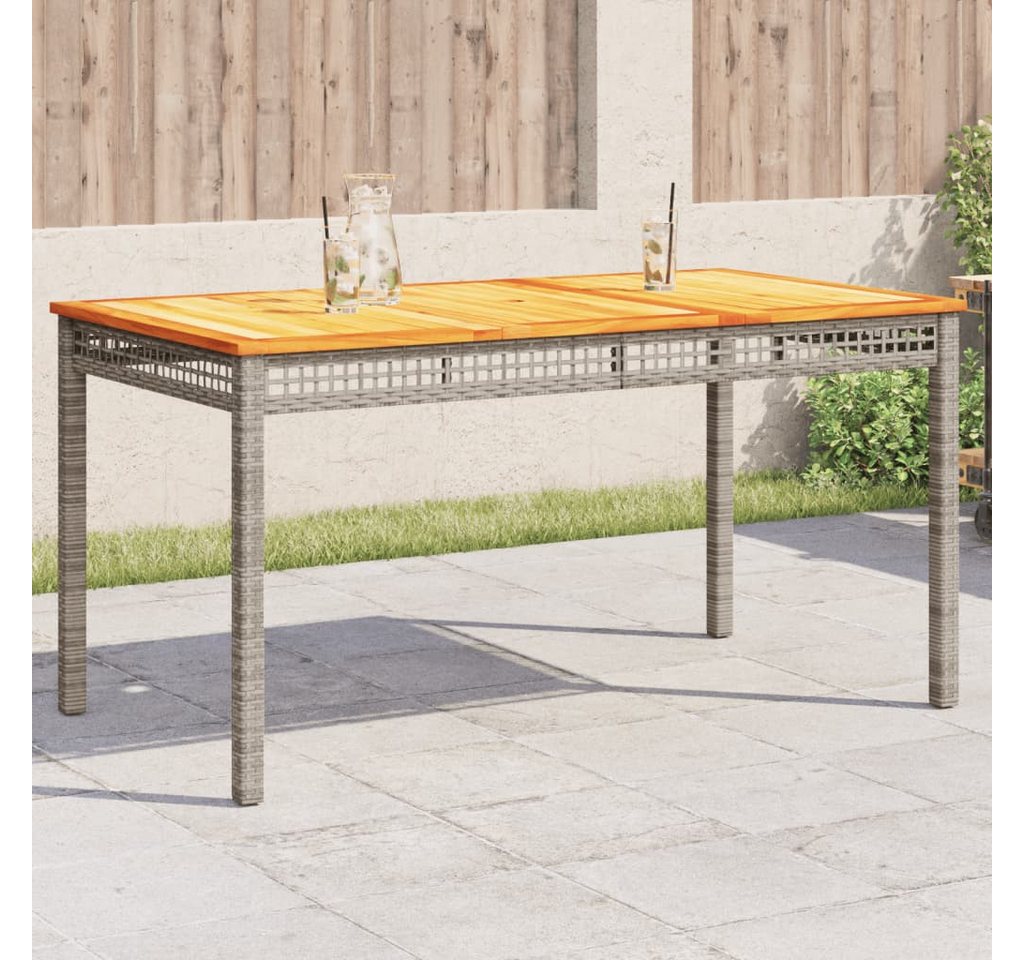 vidaXL Gartentisch Gartentisch Grau 140x80x75 cm Poly Rattan Akazienholz von vidaXL