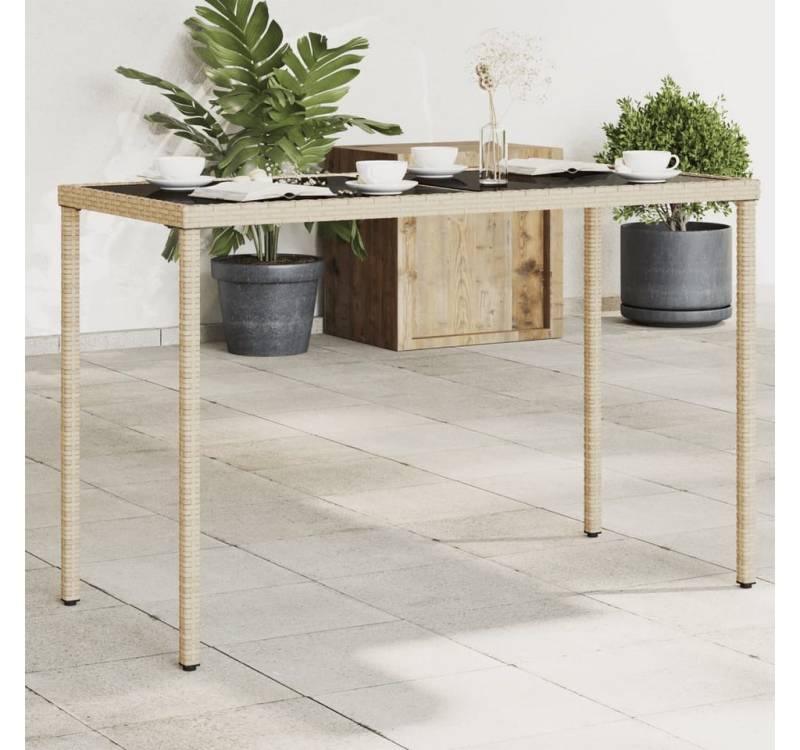 vidaXL Gartentisch Gartentisch mit Glasplatte Beige 115x54x74 cm Polyrattan Esstisch von vidaXL