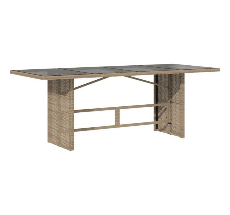 vidaXL Gartentisch Gartentisch mit Glasplatte Beige 190x80x75 cm Poly Rattan (1-St) von vidaXL