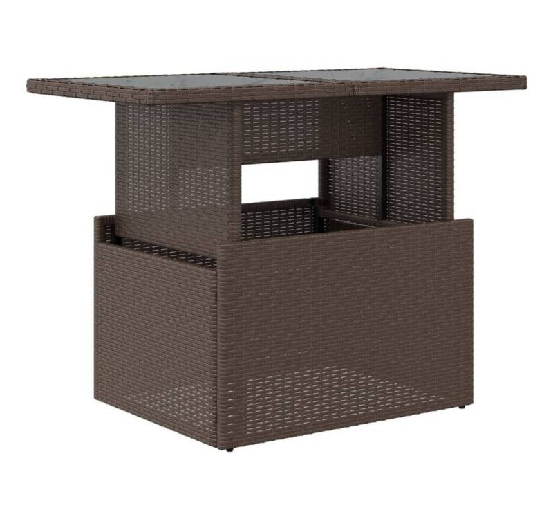 vidaXL Gartentisch Gartentisch mit Glasplatte Braun 100x55x73 cm Poly Rattan (1-St) von vidaXL