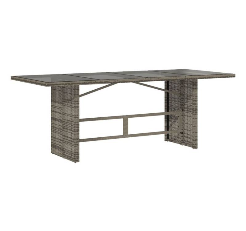 vidaXL Gartentisch Gartentisch mit Glasplatte Grau 190x80x75 cm Poly Rattan (1-St) von vidaXL