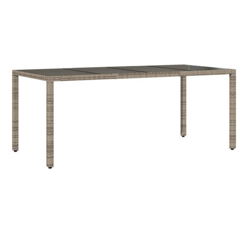 vidaXL Gartentisch Gartentisch mit Glasplatte Grau 190x90x75 cm Poly Rattan (4-St) von vidaXL
