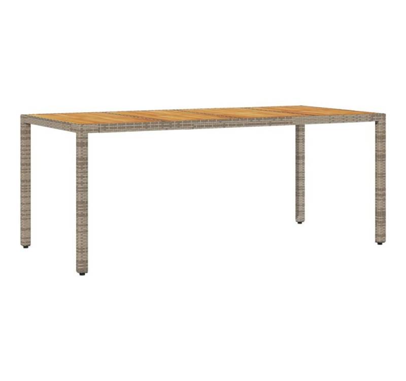 vidaXL Gartentisch Gartentisch mit nholz-Platte Grau 190x90x75cm Poly Rattan (1-St) von vidaXL