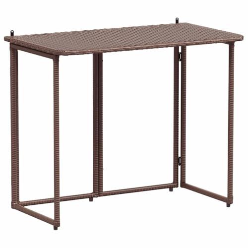 vidaXL Gartentisch Klappbar Braun 90x51x75 cm Poly Rattan, Outdoor-Tisch, Terrassentisch, Terrassenmöbel, Außentisch, Gartenmöbel, Gartentisch Rattan von vidaXL