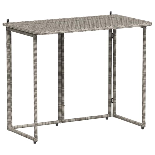 vidaXL Gartentisch Klappbar Grau 90x51x75 cm Poly Rattan, Outdoor-Tisch, Terrassentisch, Terrassenmöbel, Außentisch, Gartenmöbel, Gartentisch Rattan von vidaXL