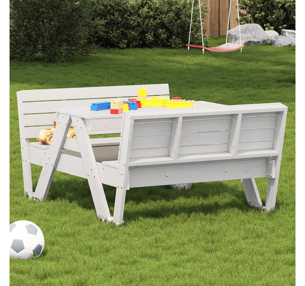 vidaXL Gartentisch Picknicktisch für Kinder Weiß 88x122x58 cm Massivholz Kiefer (1-St) von vidaXL