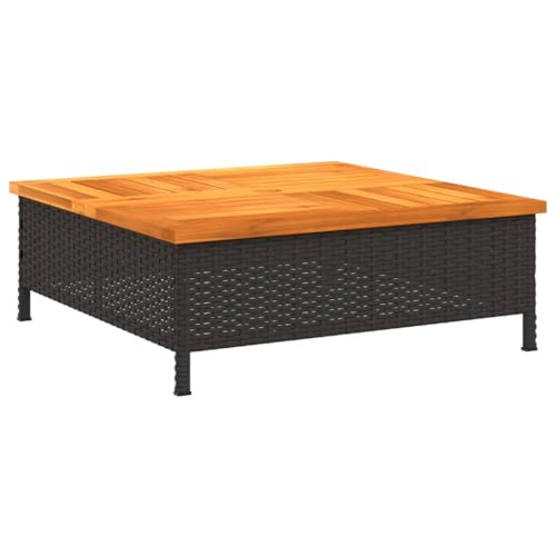 vidaXL Gartentisch Schwarz 70x70x25 cm Rattan und Akazienholz von vidaXL