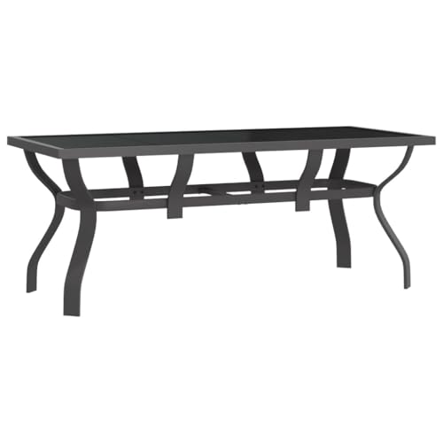 vidaXL Gartentisch Terrassentisch Tisch Esstisch Balkontisch Partytisch Glastisch Garten Gartenmöbel Grau Schwarz 180x80x70cm Stahl Glas vidaXL Gartentisch Terrassentisch Tisch Esstisch Balkontisch Partytisch Glastisch Garten Gartenmöbel Grau Schwarz 180x80x70cm Stahl Glas von vidaXL