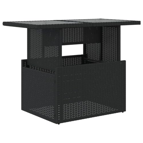 vidaXL Gartentisch, Esstisch Beistelltisch mit Glasplatte, Tisch Verstellbare Tischplatte, Gartenmöbel Couchtisch Terrassentisch, Schwarz 100x55x73cm Poly Rattan von vidaXL