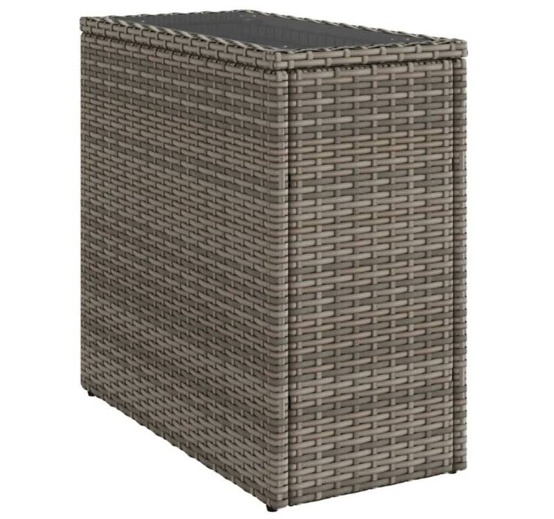 vidaXL Gartentisch, Garten-Beistelltisch mit Glasplatte Grau 58x27,5x55 cm Rattan von vidaXL