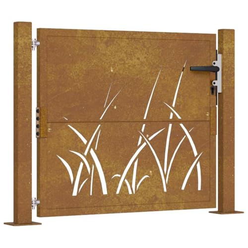 vidaXL Gartentor, Gartentür mit Gras-Design, Abschließbar Hoftor Eingangstor für Garten Terrasse, Tor Zauntor Gartenpforte, 105x105 cm Cortenstahl vidaXL Gartentor, Gartentür mit Gras-Design, Abschließbar Hoftor Eingangstor für Garten Terrasse, Tor Zauntor Gartenpforte, 105x105 cm Cortenstahl von vidaXL