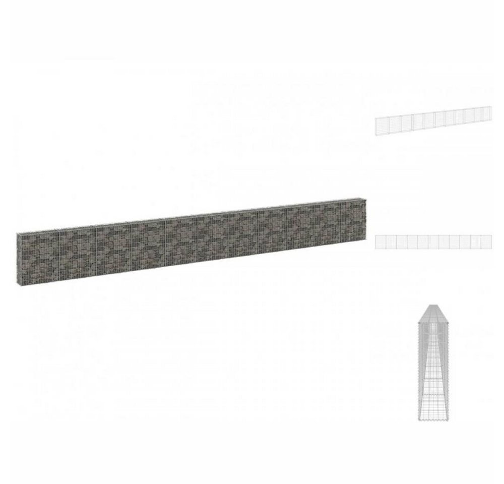 vidaXL Gartentor Gabionenwand mit Abdeckung Verzinkter Stahl 900x30x100 cm von vidaXL