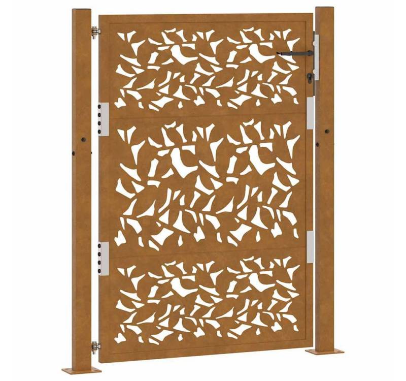 vidaXL Gartentor Gartentor 105x130 cm Wetterfester Stahl Blatt-Design Metall Abschließb von vidaXL