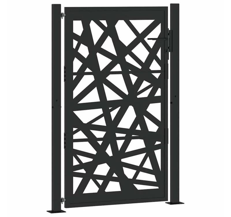 vidaXL Gartentor Gartentor Schwarz 105x155 cm Stahl Lichtdesign Metall Abschließbar von vidaXL