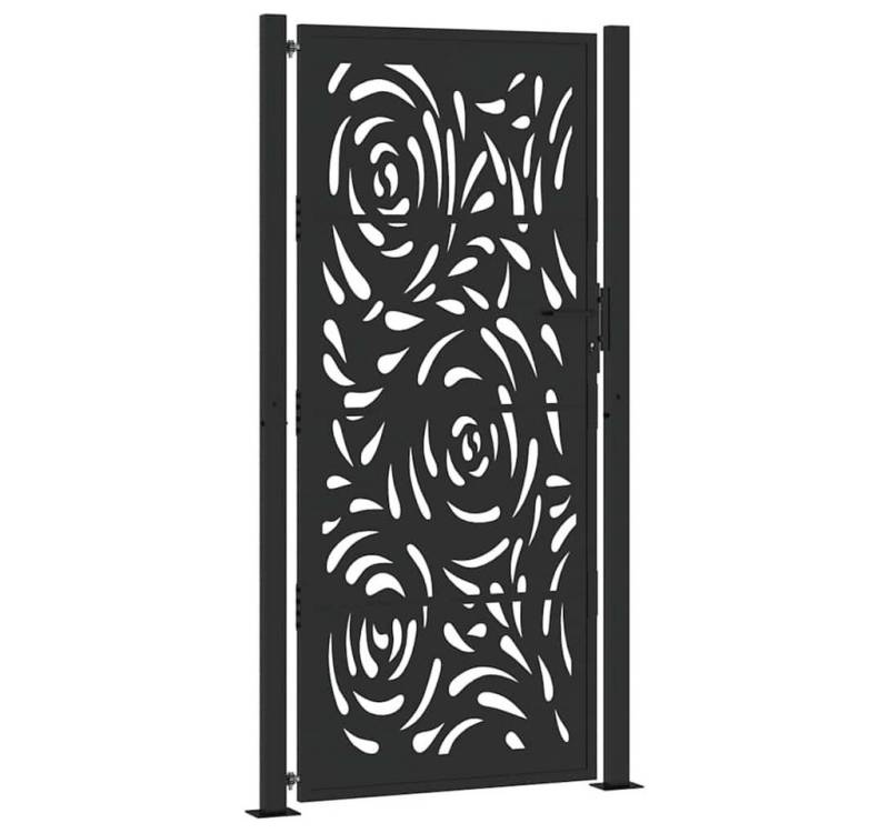 vidaXL Gartentor Gartentor Schwarz 105x205 cm Stahl Flammen-Design Metall Abschließbar von vidaXL