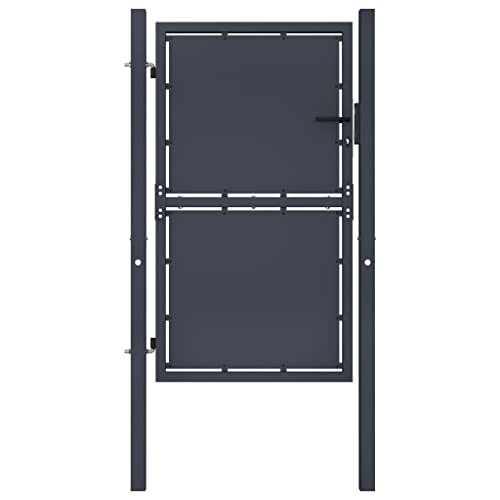 vidaXL Gartentor Gartentür Hoftor Hoftür Gartenpforte Zauntor Zauntür Einzeltor Tor Garten Zaun Pforte Eingangstor Stahl 100x175cm Anthrazit von vidaXL