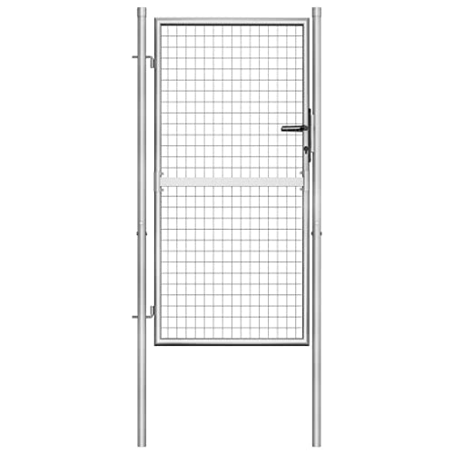 vidaXL Gartentor Gartentür Zauntor Gartenpforte Zauntür Hoftor Gartenzaun Pforte Metalltor Einzeltor Hoftür Tor Verzinkter Stahl 105x200cm Silbern von vidaXL