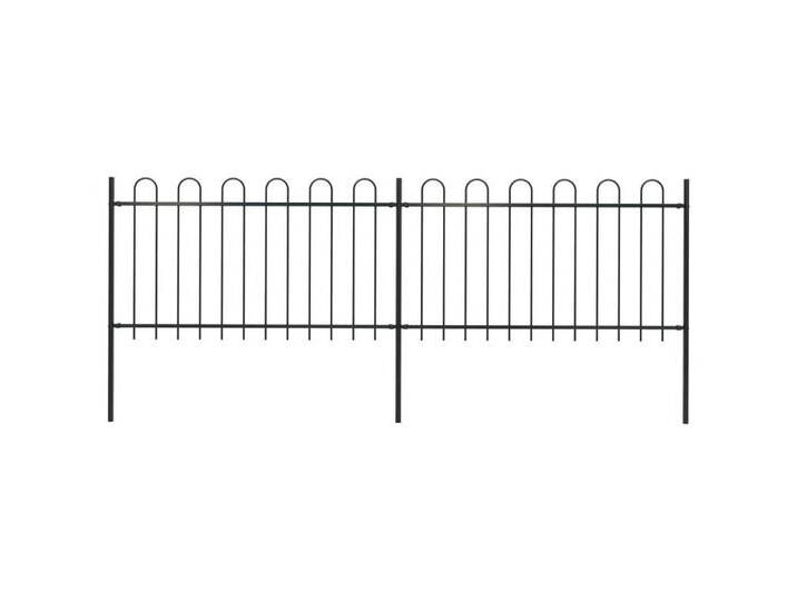 vidaXL Gartentor Gartenzaun mit Bügel-Design Stahl 3,4 x 1 m Schwarz, schwarz von vidaXL